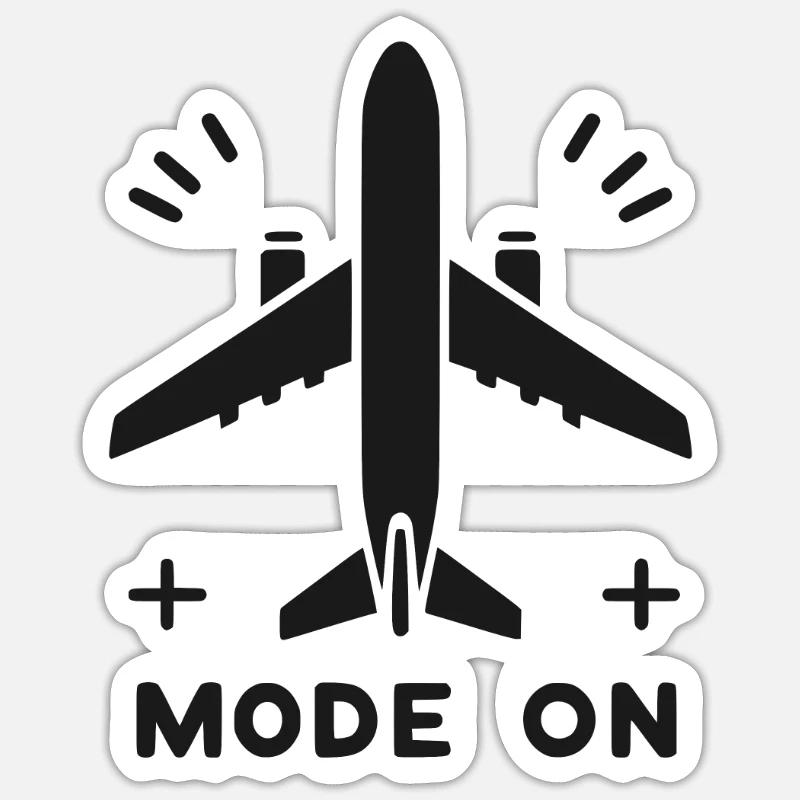 Flugzeugmodus Ein Sticker Größe S (10 x 10 cm)