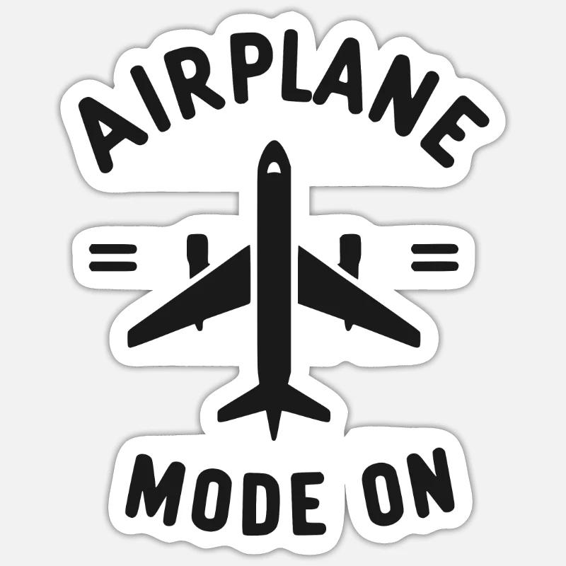 Mode avion activé - Sticker taille S (10 x 10 cm) - blanc mat