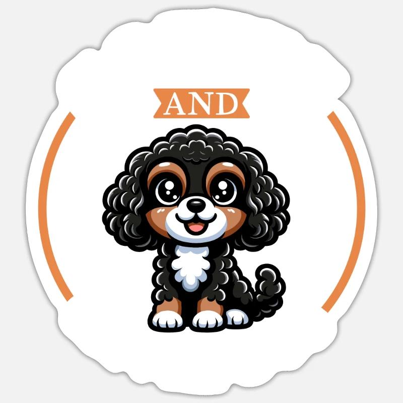 Kaffee und Cavapoo - Sticker Größe S (10 x 10 cm) - Mattweiß