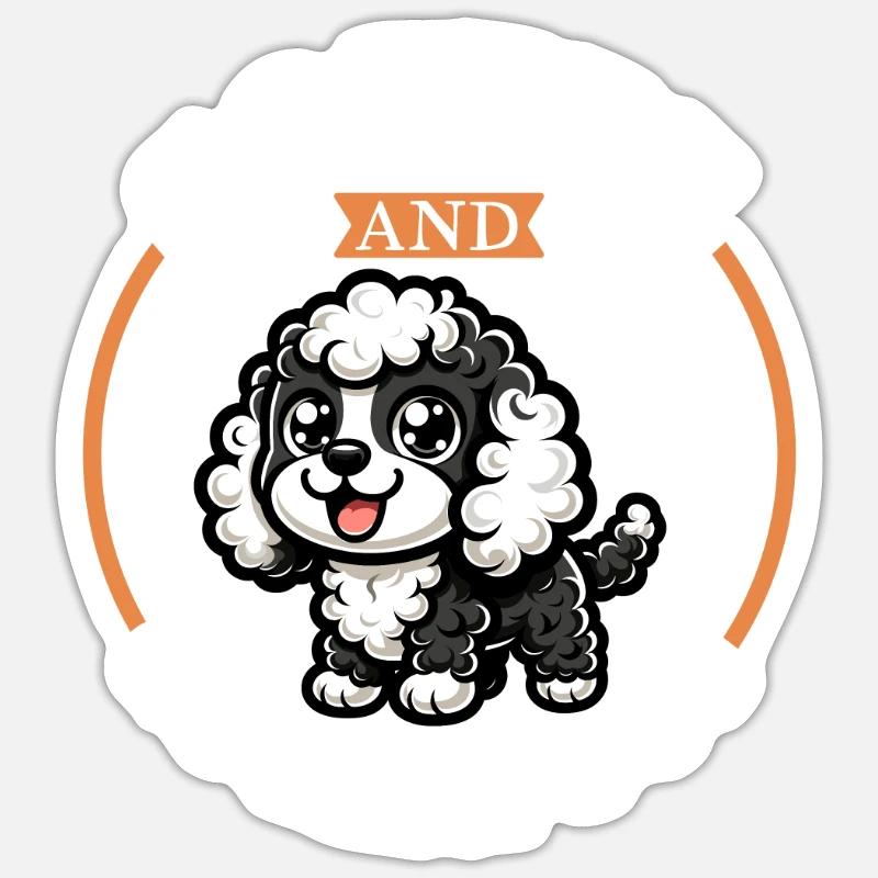 Café et Cockapoo - Sticker taille S (10 x 10 cm) - blanc mat