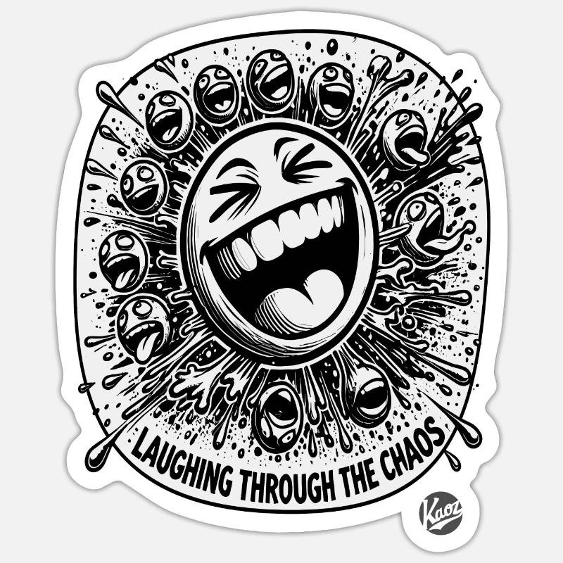 Lachend durch das Chaos - Sticker Größe S (10 x 10 cm) - Mattweiß