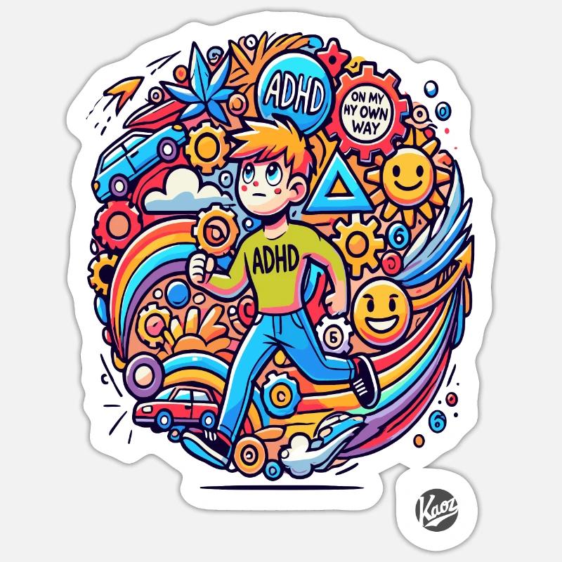 Sur mon propre chemin avec le TDAH - Sticker taille S (10 x 10 cm) - blanc mat