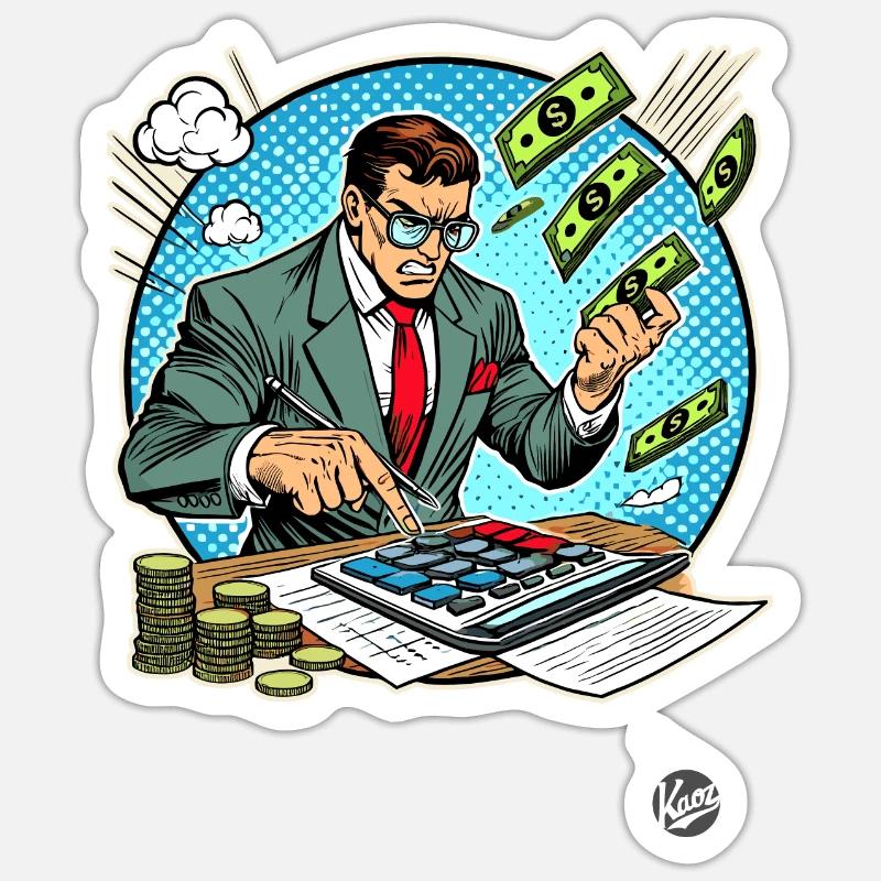 Comptable super-héros Sticker taille S (10 x 10 cm)