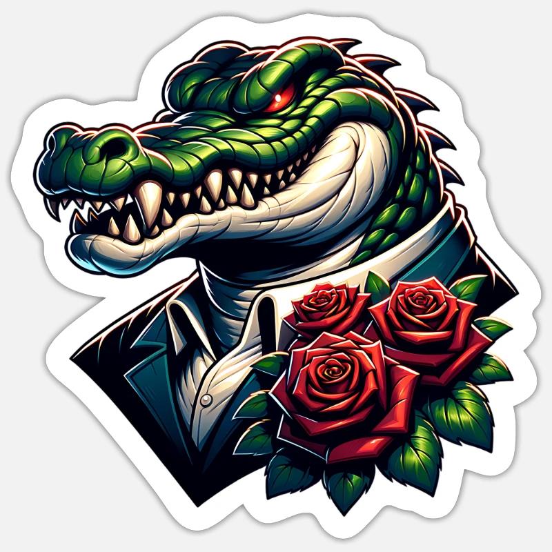 Crocodile - Sticker taille S (10 x 10 cm) - blanc mat