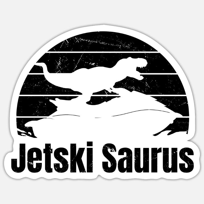 Jetski Saurus Jetskiing Dino - Sticker size S (10 x 10 cm) - white matte