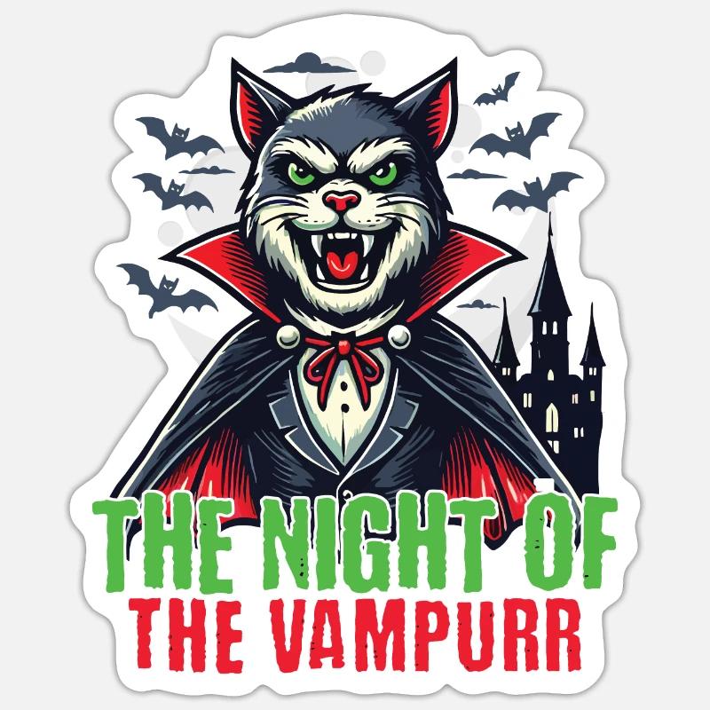 Chat vampire La nuit du vampire Sticker taille S (10 x 10 cm)