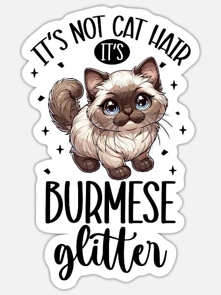 Katzen Glitzer - Burma - Sticker Größe S (10 x 10 cm) - Mattweiß
