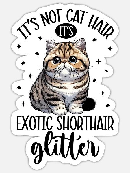 Katzen Glitzer - Exotisch Kurzhaar - Sticker Größe S (10 x 10 cm) - Mattweiß