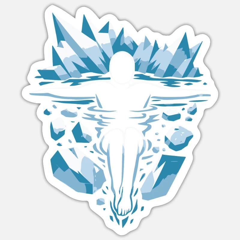 Winterschwimmen Eisbader und Kältetherapie Designs - Sticker Größe S (10 x 10 cm) - Mattweiß