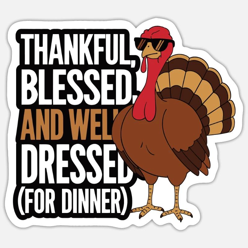Dinde drôle de Thanksgiving - Sticker taille S (10 x 10 cm) - blanc mat