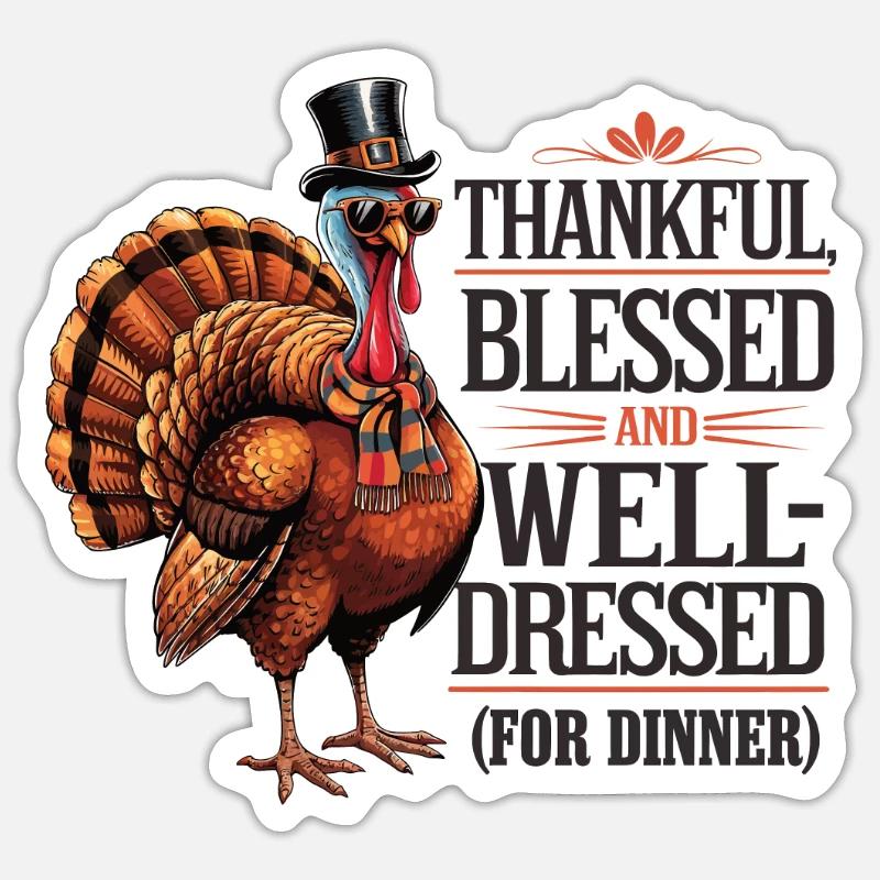 Dinde drôle de Thanksgiving - Sticker taille S (10 x 10 cm) - blanc mat