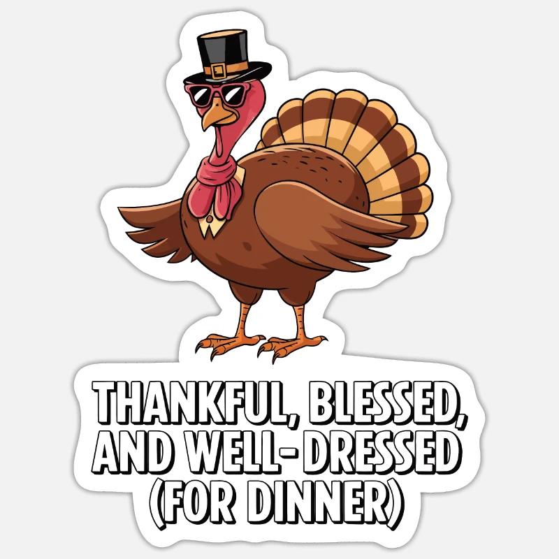 Dinde drôle de Thanksgiving - Sticker taille S (10 x 10 cm) - blanc mat