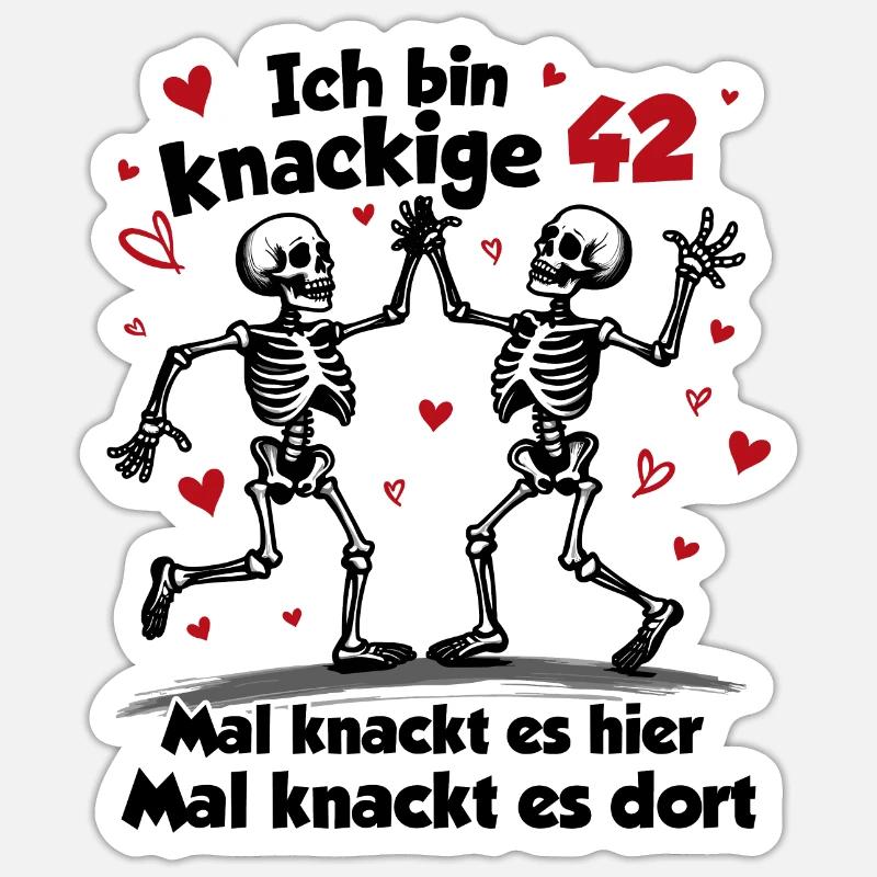 42. Geburtstag | Knackige 42 | Ich bin alt - Sticker Größe S (10 x 10 cm) - Mattweiß