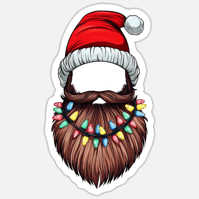 Beard Bearded Christmas Hat - Sticker size S (10 x 10 cm) - white matte