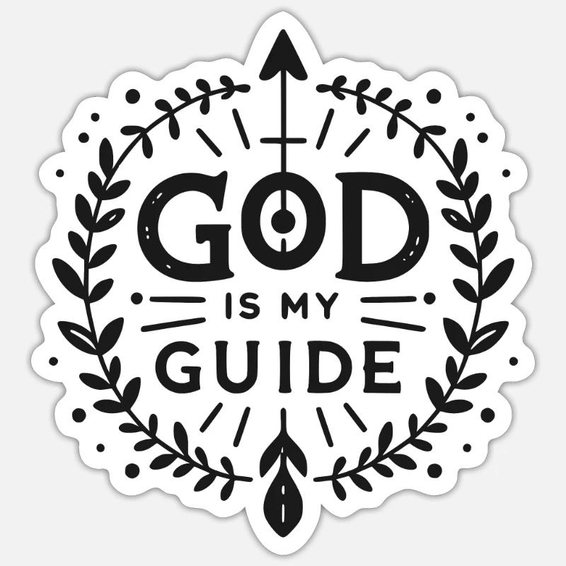 Dieu est mon guide - Sticker taille S (10 x 10 cm) - blanc mat