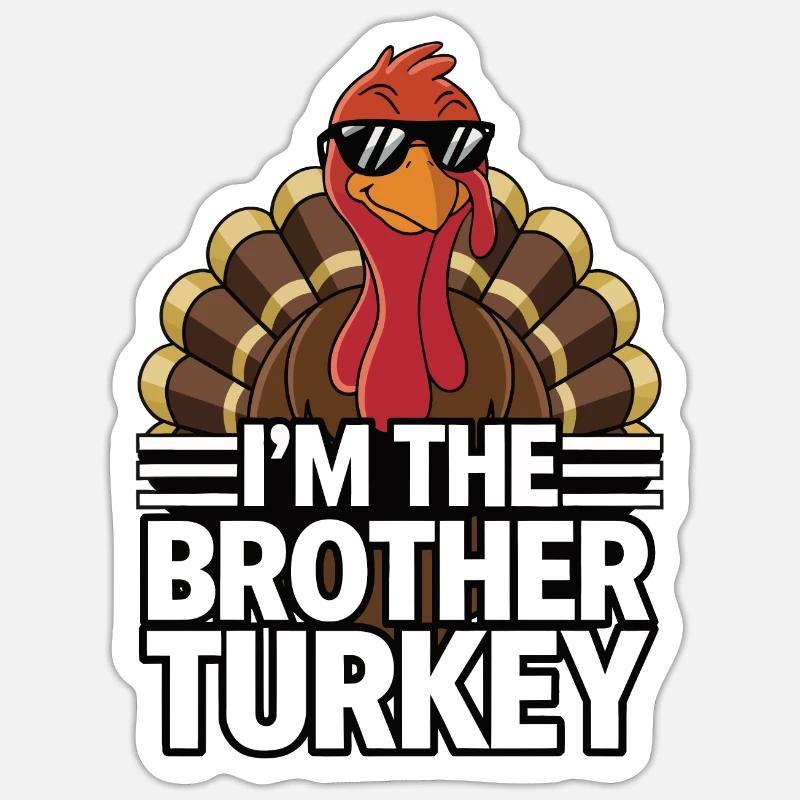 Dinde drôle de Thanksgiving - Sticker taille S (10 x 10 cm) - blanc mat