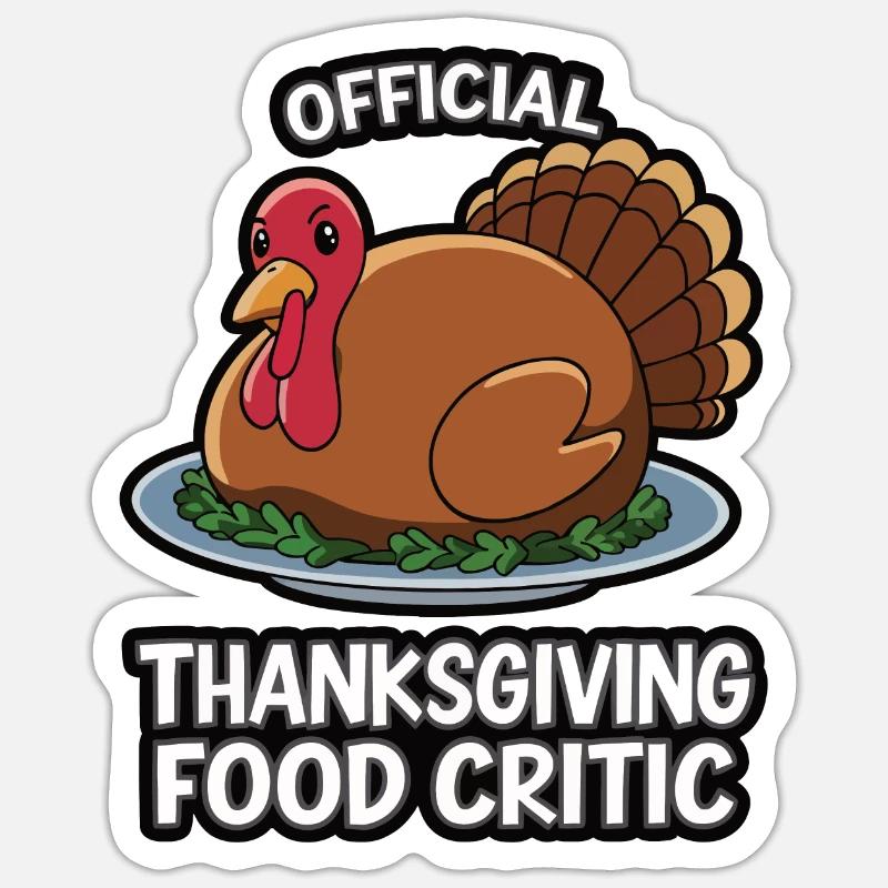 Dinde drôle de Thanksgiving - Sticker taille S (10 x 10 cm) - blanc mat