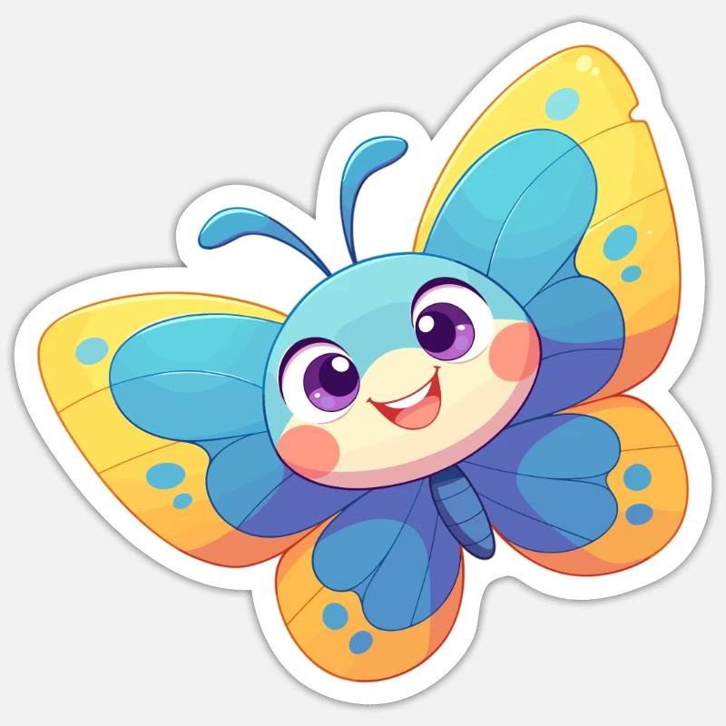 papillon papillons papillon papillon - Sticker taille S (10 x 10 cm) - blanc mat