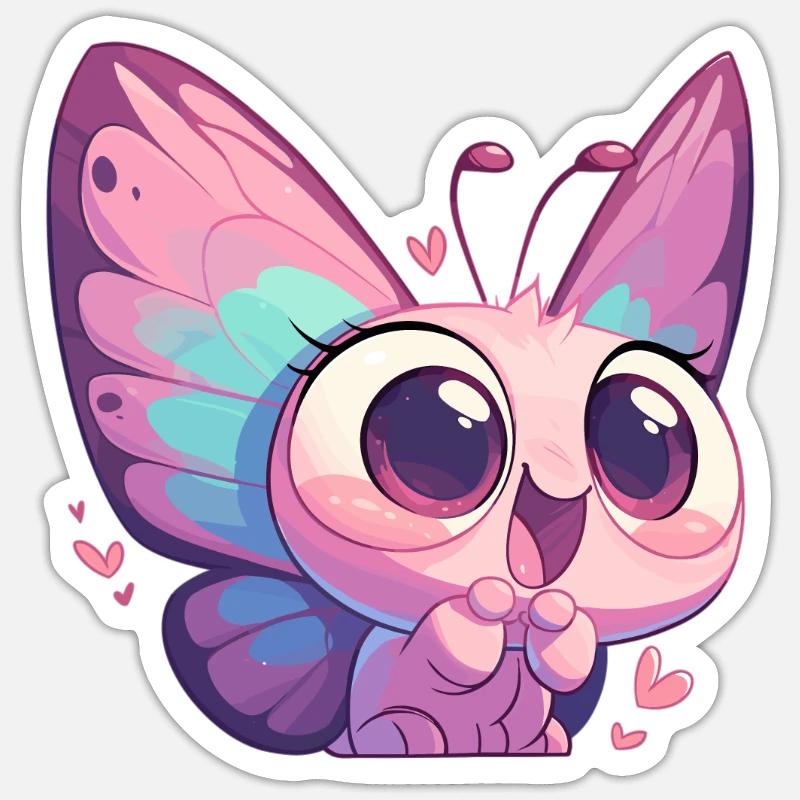 papillon papillons papillon papillon - Sticker taille S (10 x 10 cm) - blanc mat