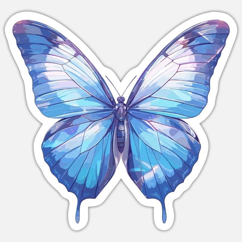 papillon papillons papillon papillon - Sticker taille S (10 x 10 cm) - blanc mat