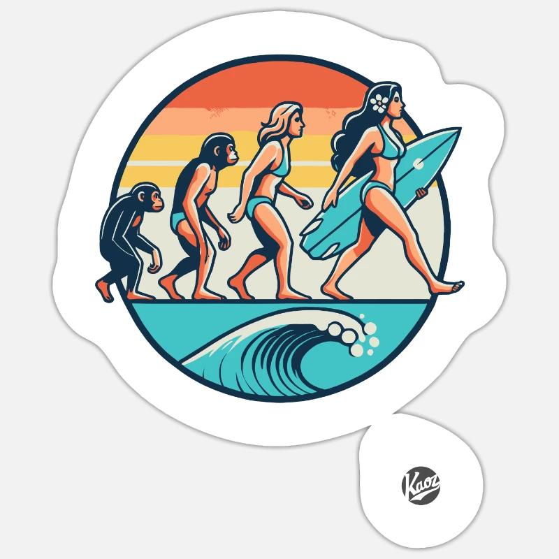 Surfer Surfer et évolution des surfeuses Sticker taille S (10 x 10 cm)