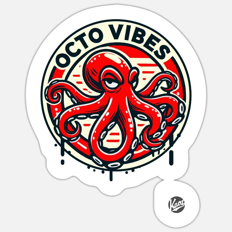 Bad mood octopus - Sticker size S (10 x 10 cm) - white matte