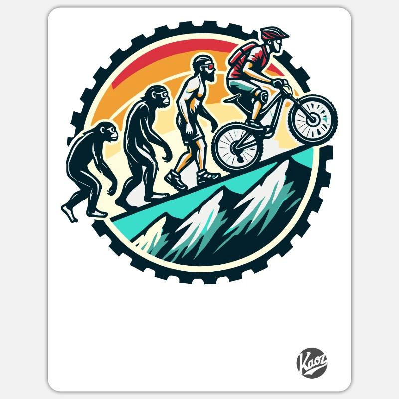 Evolution du vététiste, VTT - Sticker taille S (10 x 10 cm) - blanc mat