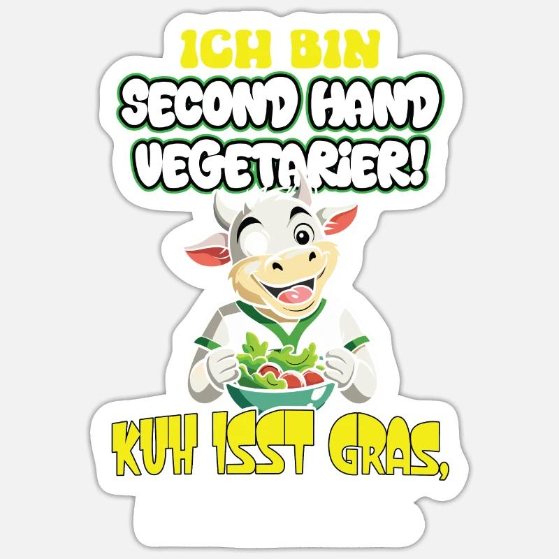 I'm Second Hand Vegetarian Cow Eats Grass Sticker size S (10 x 10 cm)