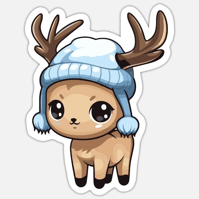 Deer Winter Comic - Sticker size S (10 x 10 cm) - white matte