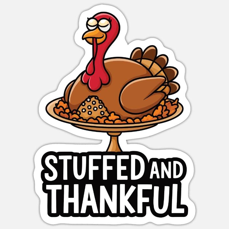 Dinde drôle de Thanksgiving - Sticker taille S (10 x 10 cm) - blanc mat