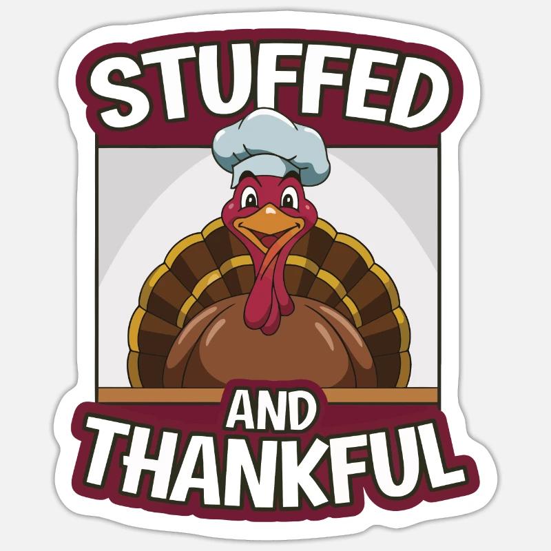 Dinde drôle de Thanksgiving - Sticker taille S (10 x 10 cm) - blanc mat