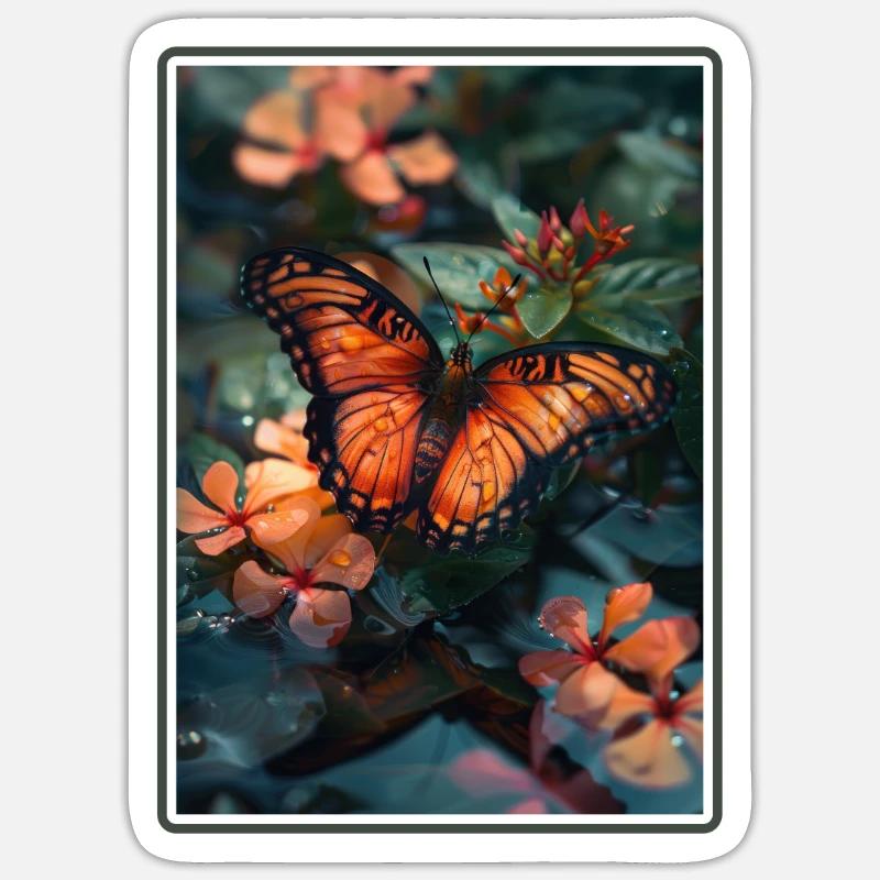 papillon papillons papillon papillon - Sticker taille S (10 x 10 cm) - blanc mat