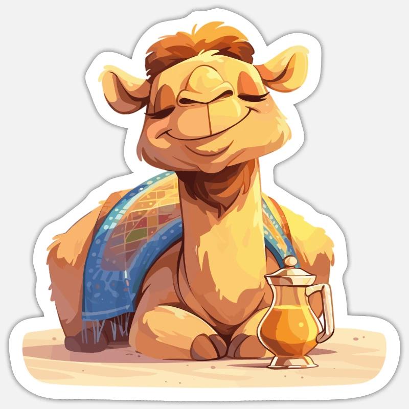 Camel Kamele Kamel - Sticker Größe S (10 x 10 cm) - Mattweiß