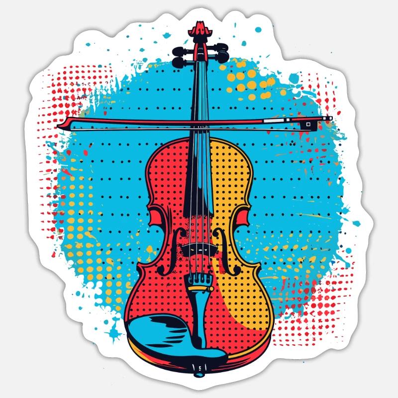 Dessin de violon - Sticker taille S (10 x 10 cm) - blanc mat