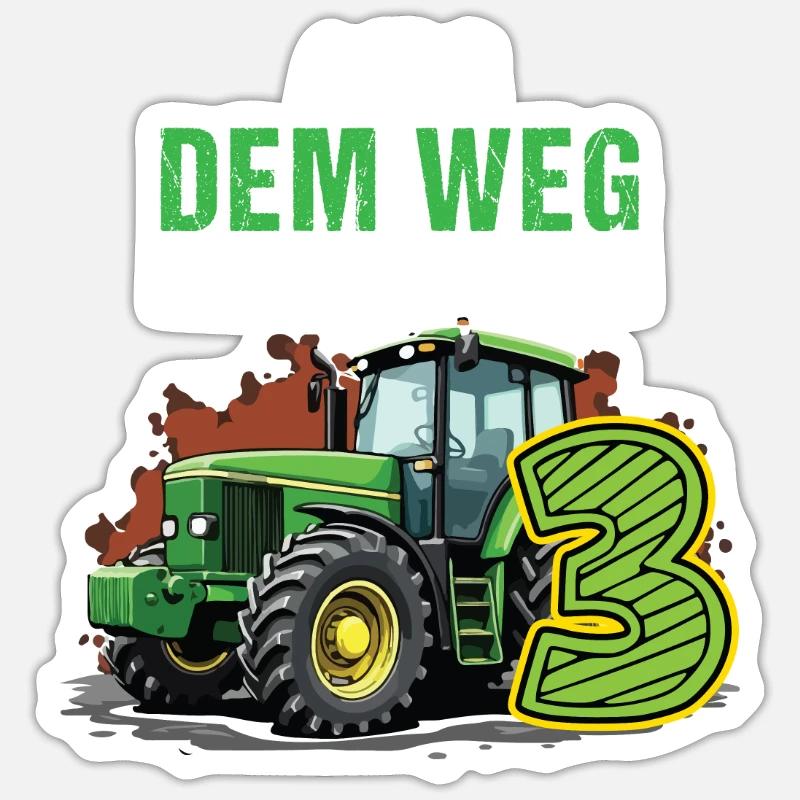 Kinder 3_ Geburtstag Traktor Trecker 3 Jahre Junge - Sticker størrelse S (10 x 10 cm) - mat hvid