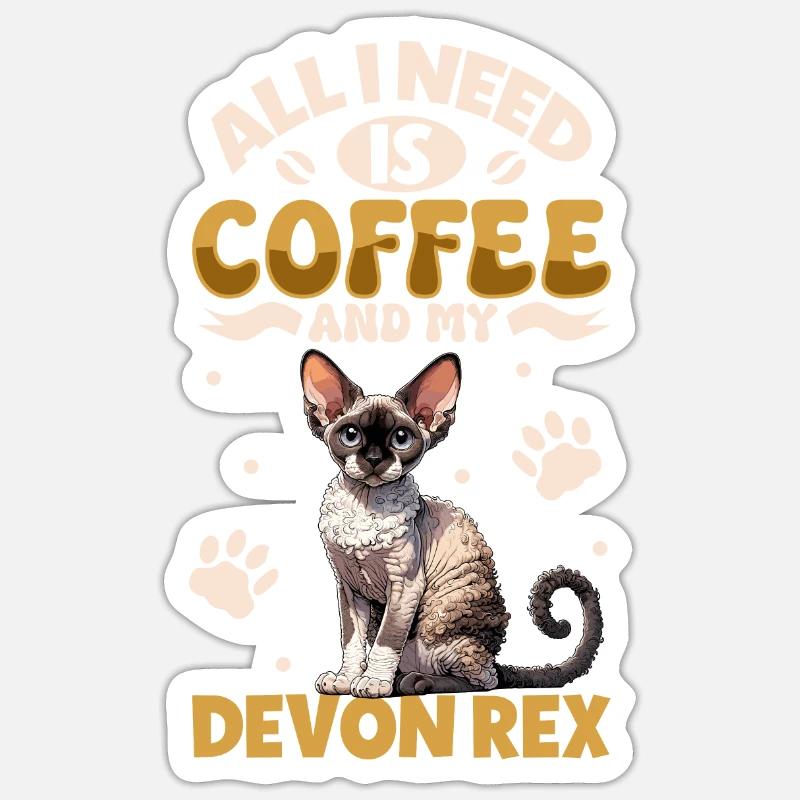 Le café et mon Devon Rex Sticker taille S (10 x 10 cm)