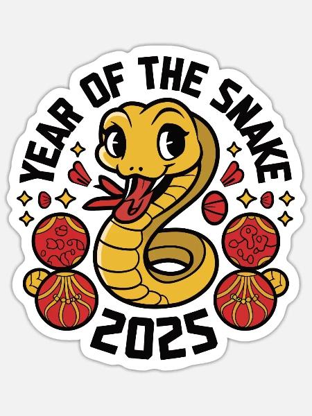 Chinesisches Jahr 2025 Jahr der Schlange - Sticker Größe S (10 x 10 cm) - Mattweiß