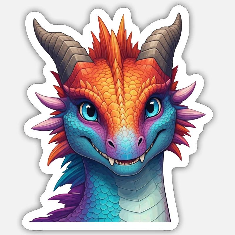 Lebendiger Arkaner Drache - Sticker Größe S (10 x 10 cm) - Mattweiß