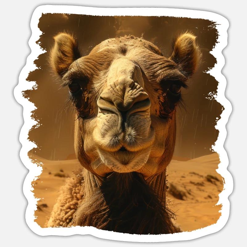 Chameau Kamele Kamel - Sticker taille S (10 x 10 cm) - blanc mat