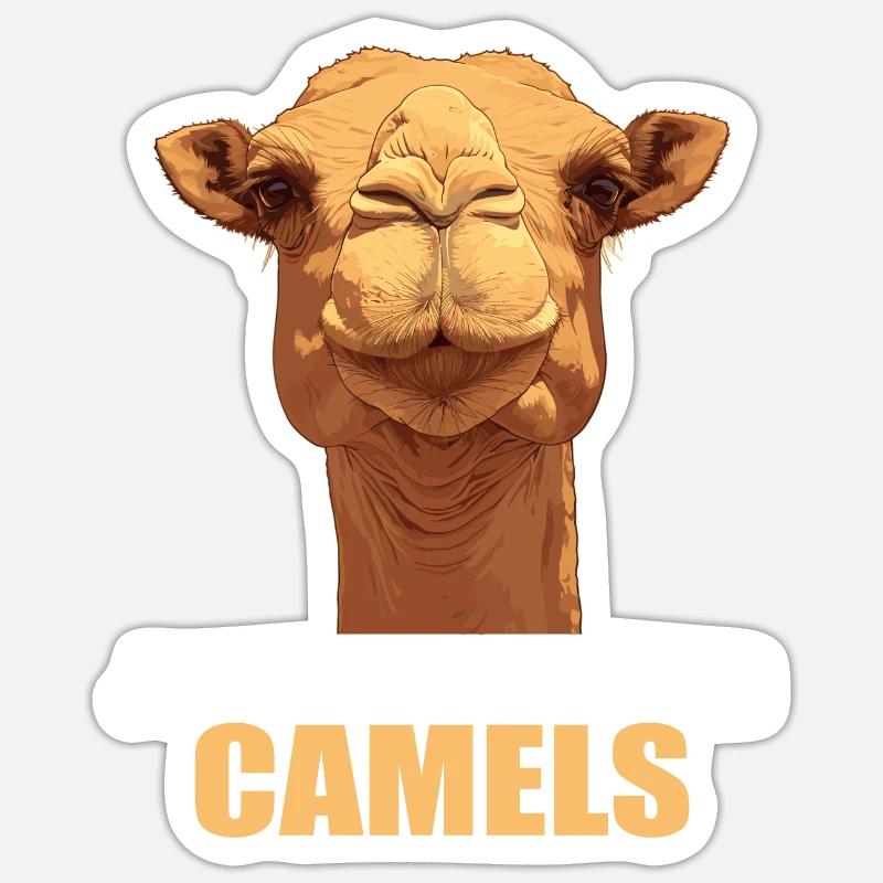 Camel Kamele Kamel - Sticker Größe S (10 x 10 cm) - Mattweiß