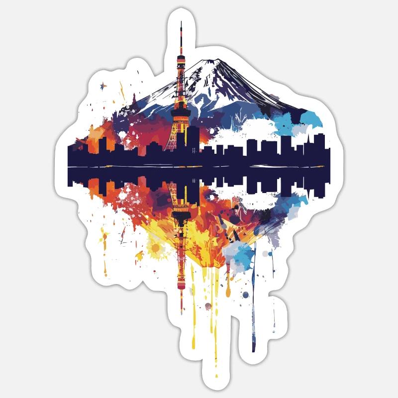 Fuji - Sticker Größe S (10 x 10 cm) - Mattweiß