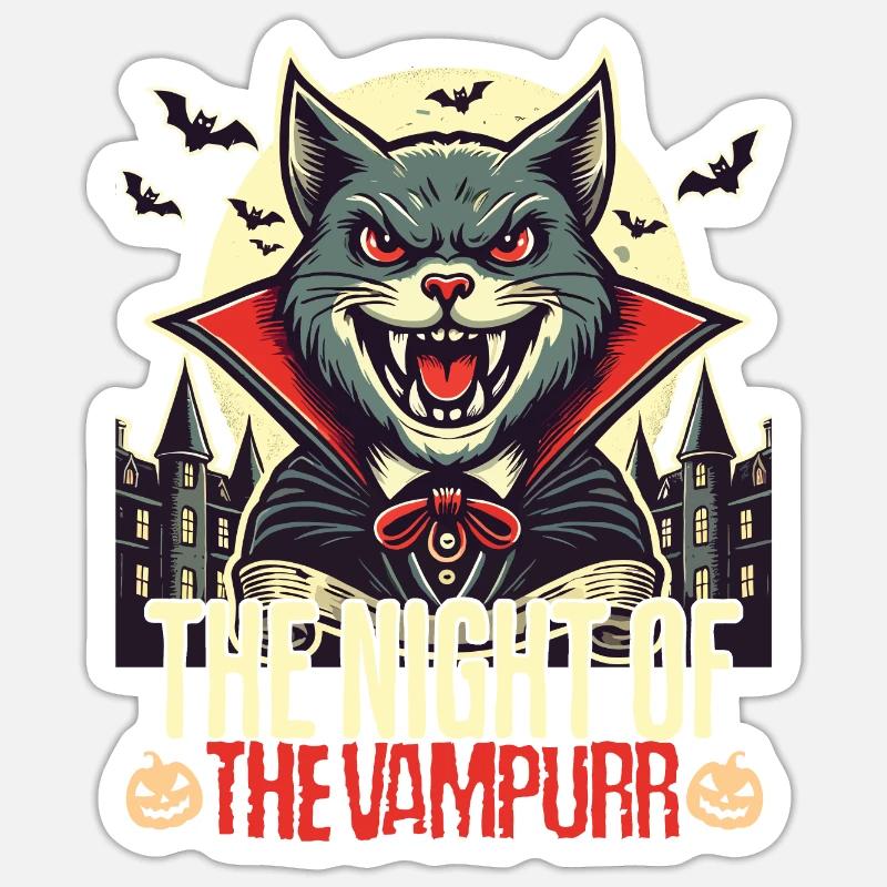Chat vampire La nuit du vampire Sticker taille S (10 x 10 cm)