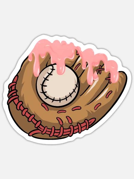 Baseball-Tropfen streut Baseball-Handschuh-Tropfen - Sticker Größe S (10 x 10 cm) - Mattweiß