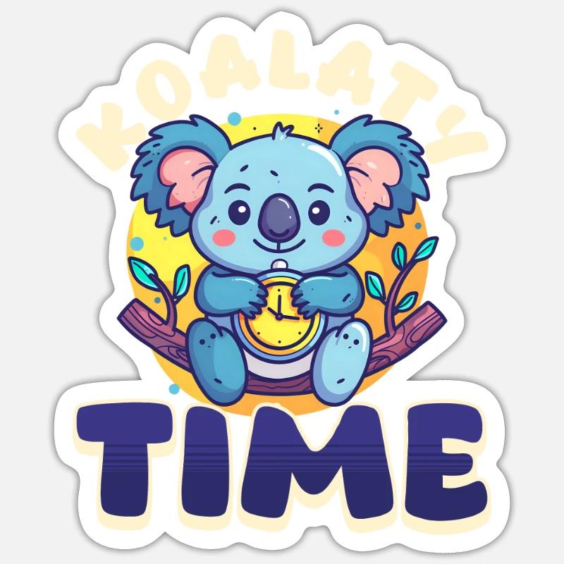 Koala Koalaty Heure - Sticker taille S (10 x 10 cm) - blanc mat