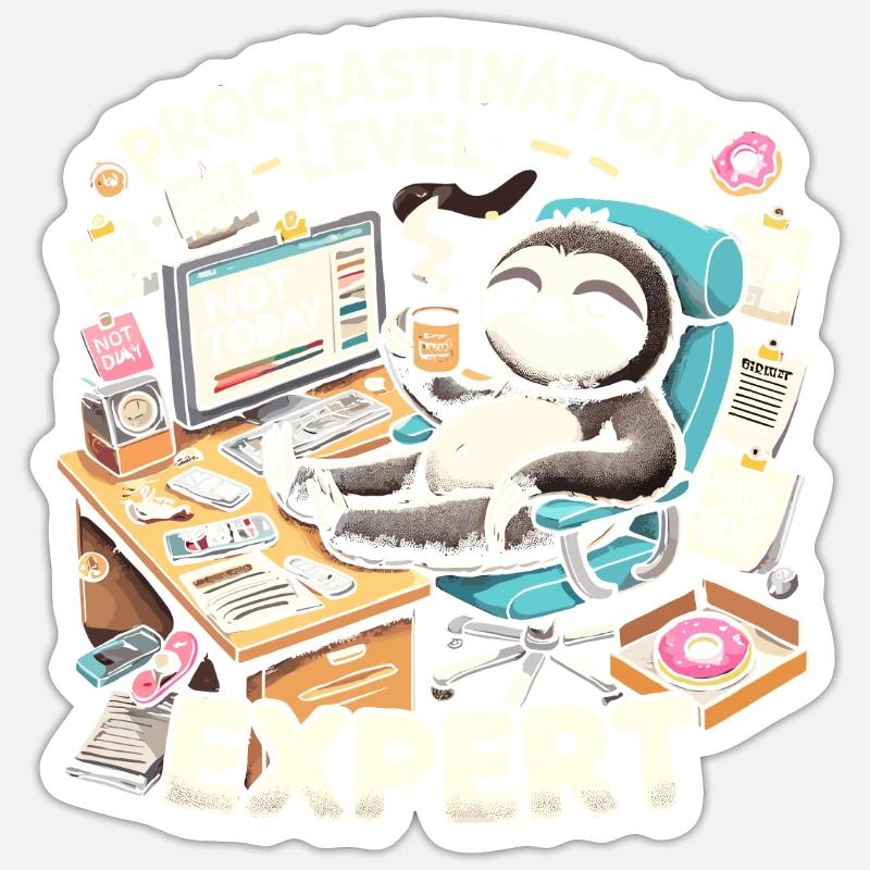 Prokrastination Stufe Experte Sticker Größe S (10 x 10 cm)