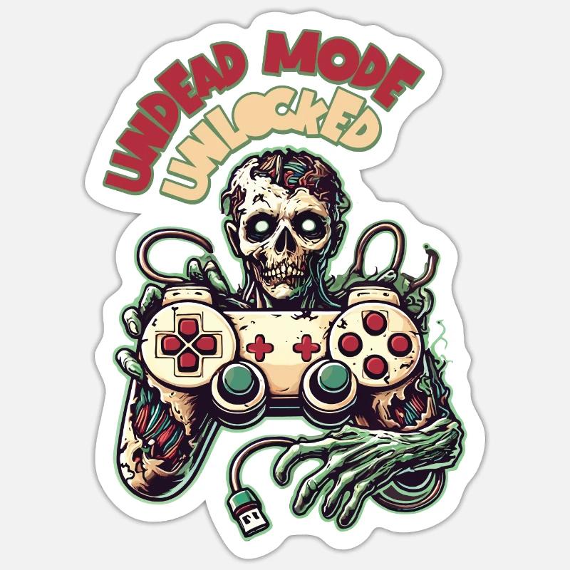 Zombie Gaming Controller Untoter Modus Sticker Größe S (10 x 10 cm)