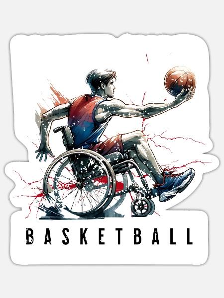 Basketball en fauteuil roulant Basketball en fauteuil roulant - Sticker taille S (10 x 10 cm) - blanc mat