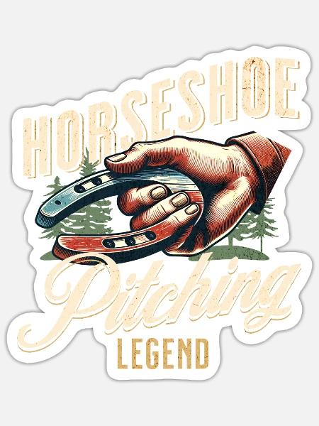 Hufeisenwerfen Horseshoe Pitching - Sticker Größe S (10 x 10 cm) - Mattweiß