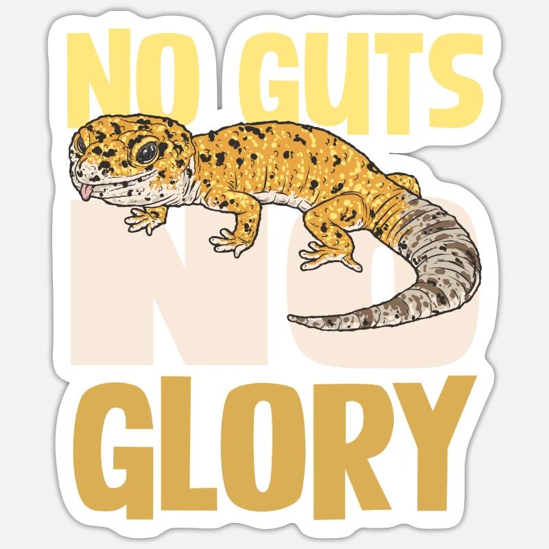 No Guts No Glory Gecko Abenteuer - Sticker Größe S (10 x 10 cm) - Mattweiß
