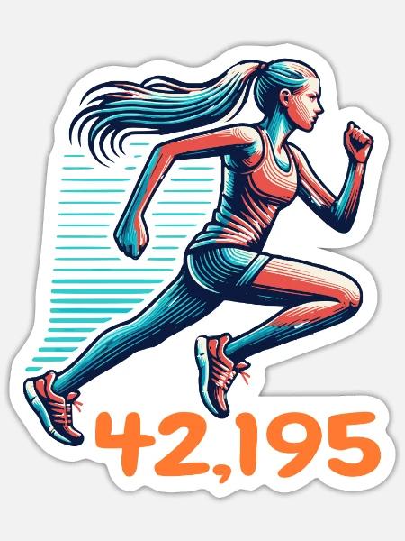 Marathonläuferin Frau Laufen Lauftraining Joggen - Sticker Größe S (10 x 10 cm) - Mattweiß